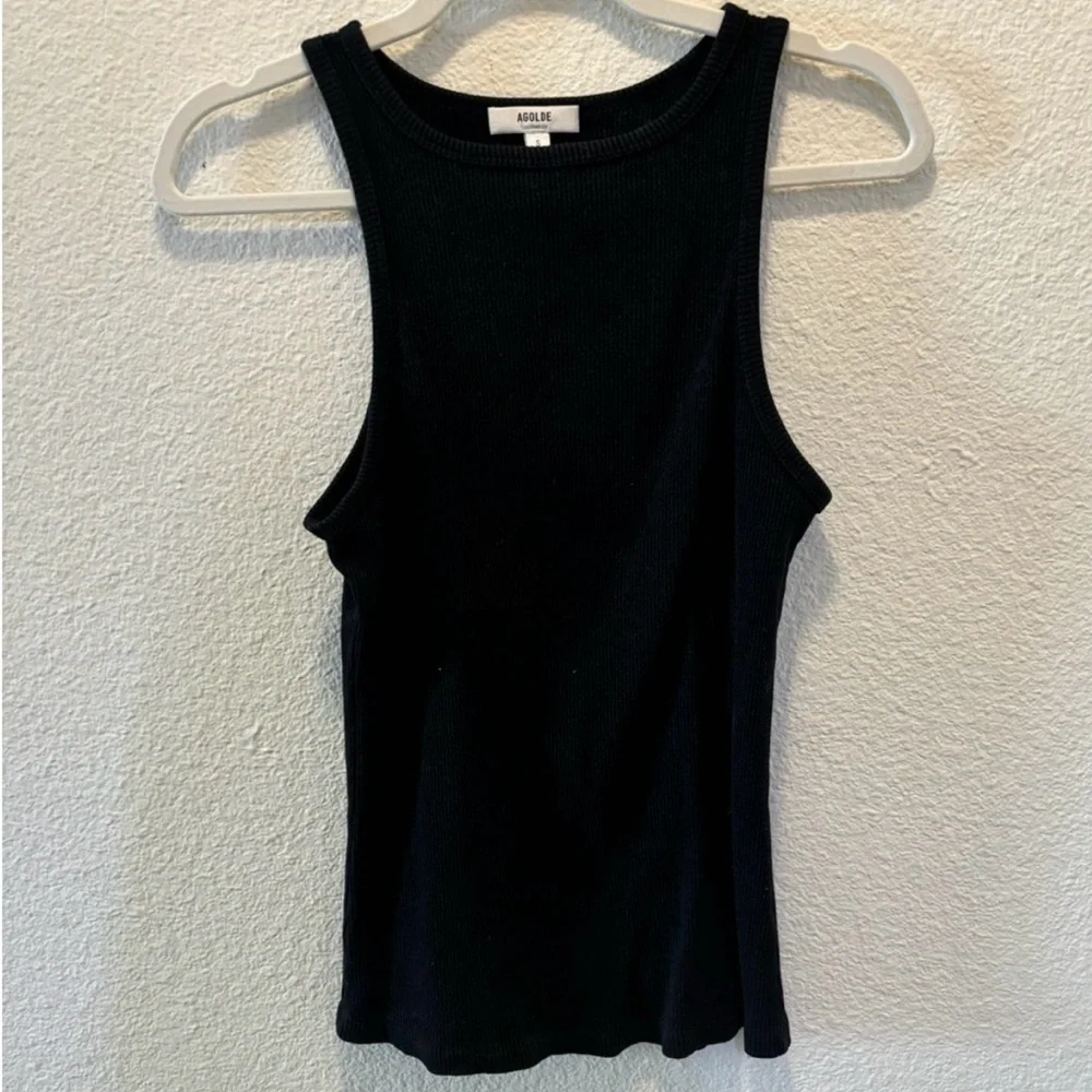 Agolde Black Fitted Ribbed Tank Top - Picture 2 of 3